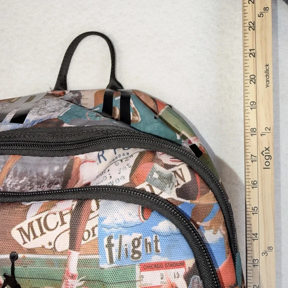 Jordan Flight Backpack‎ Graphic Collage Print School Laptop Book Bag Black